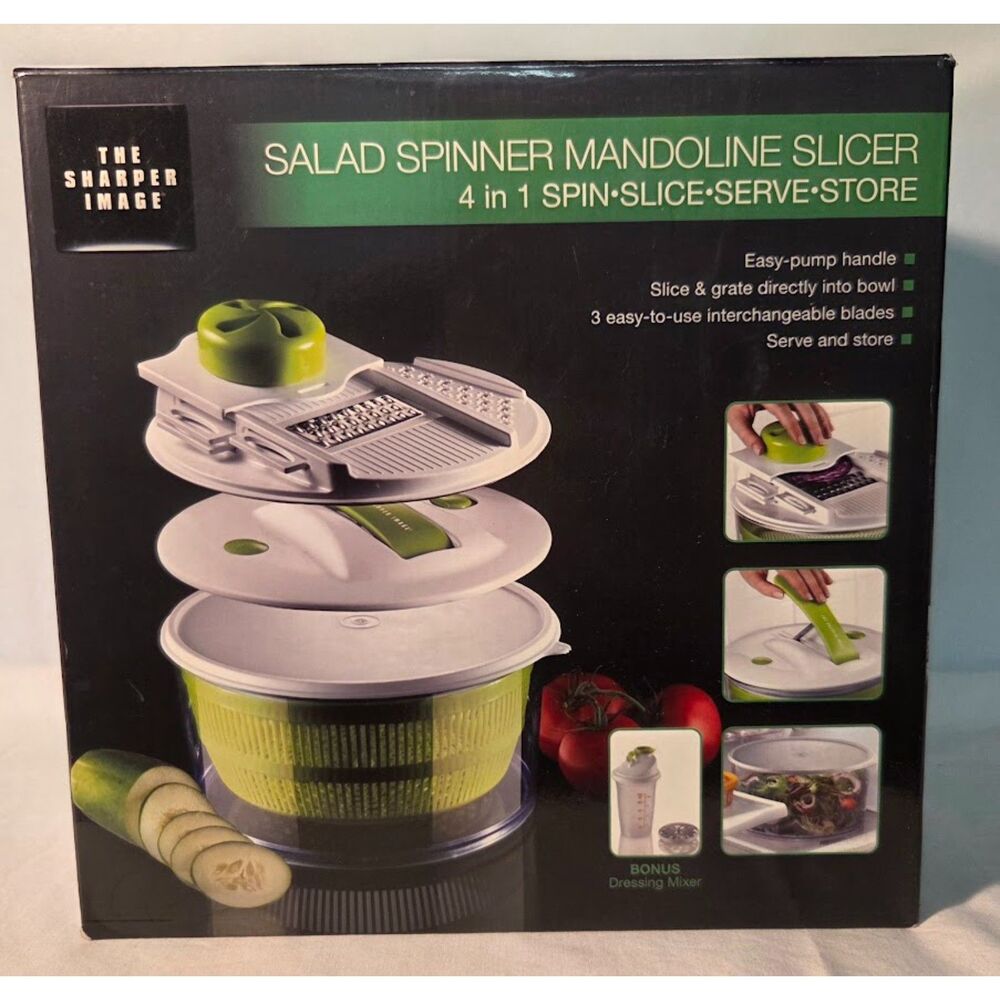 The Sharper Image 4-in-1 Salad Spinner Mandoline Slicer NIB